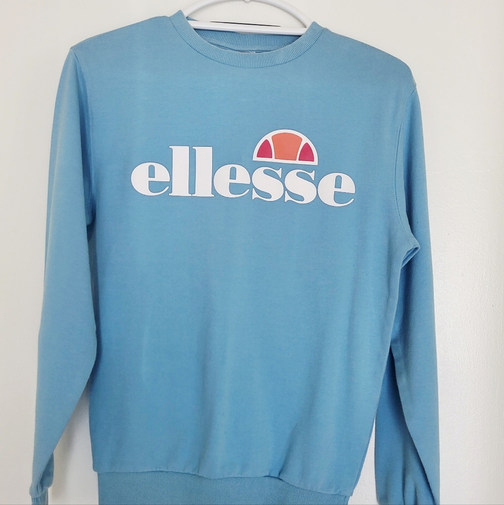 Ellesse Womens XS Blue Sweater Crewneck Sky Blue Activewear 90's